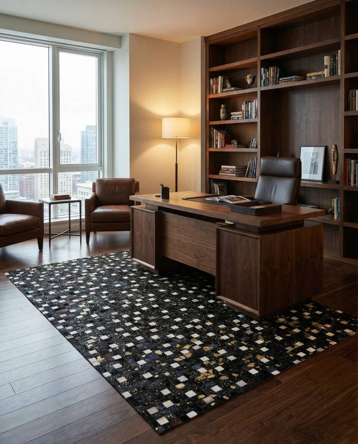 Detail image of 5' 1 x 7' 11 Cowhide Stocks Rug