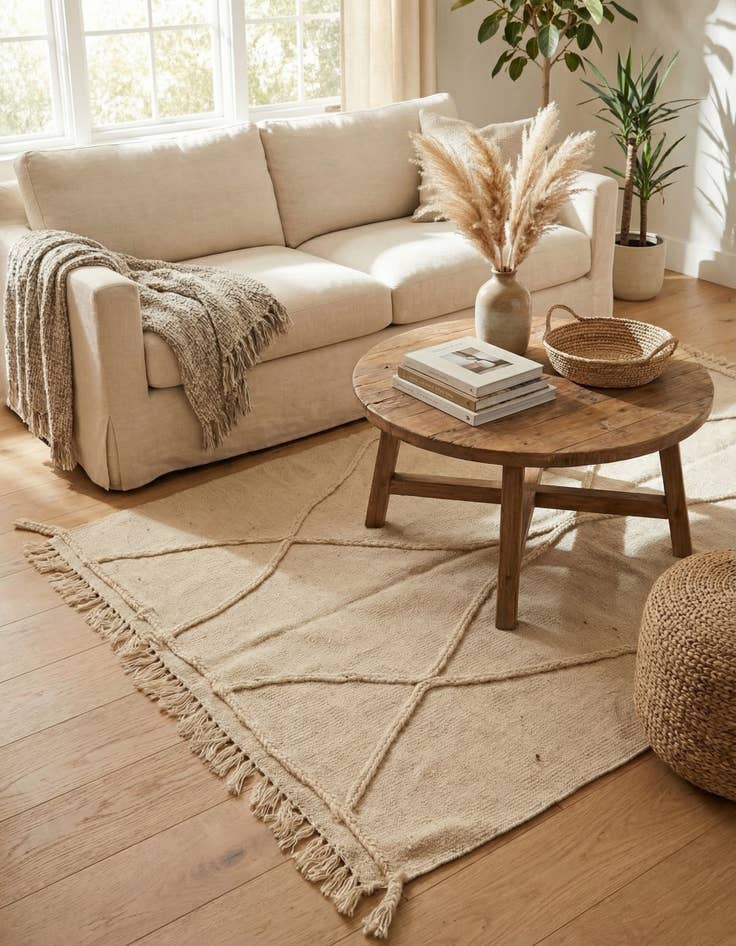 Detail image of  3' 5 x 5'  Hand Knotted Moroccan Wool Rug