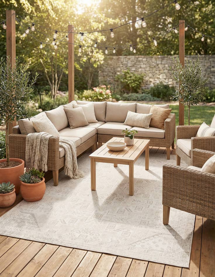 Detail image of 10' x 14'  Washable Aztec Indoor / Outdoor Rug