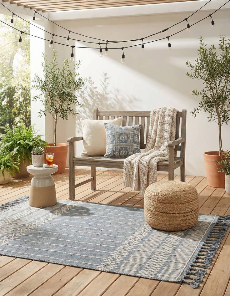 Detail image of 4' 1 x 6' 1  Washable Eco Bohemian Indoor / Outdoor Rug