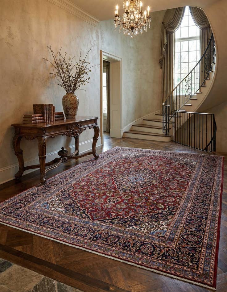 Detail image of 10' 2 x 13'  Hand Knotted Kashan Persian Wool Rug