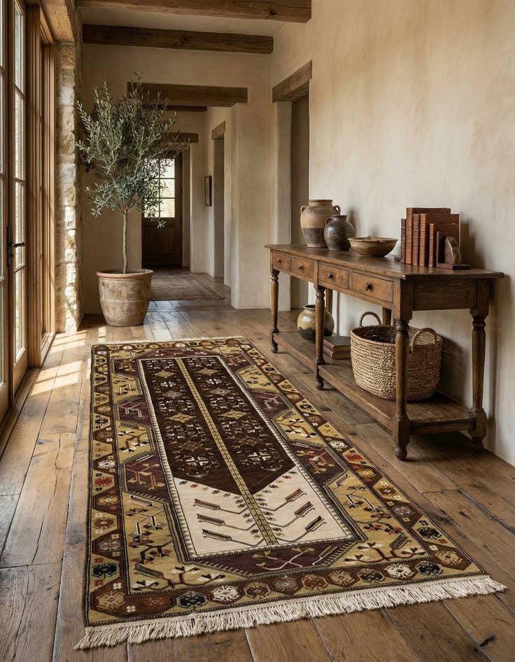 Detail image of  4' 6 x 8'  Hand Knotted Anatolian Oriental Wool Runner Rug