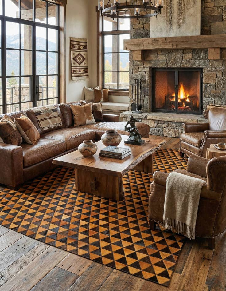 Detail image of 7' 11 x 10' 1 Cowhide Stocks Rug