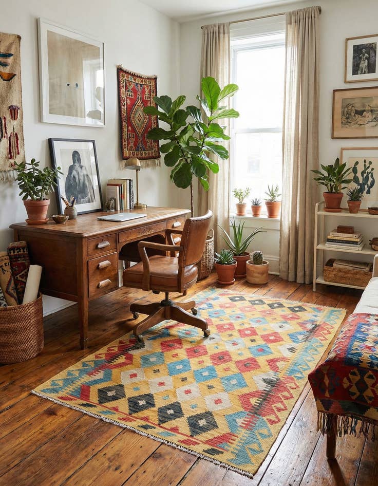 Detail image of 3' 5 x 6' 6  Hand Woven Kilim Maymana Wool Rug