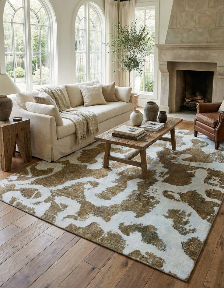 Detail image of 7' 5 x 9' 2  Hand Knotted Ultra Vintage Persian Wool Rug