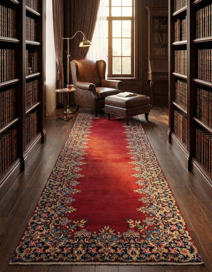Detail image of 3' 3 x 12' 10 Kerman Wool Runner Rug