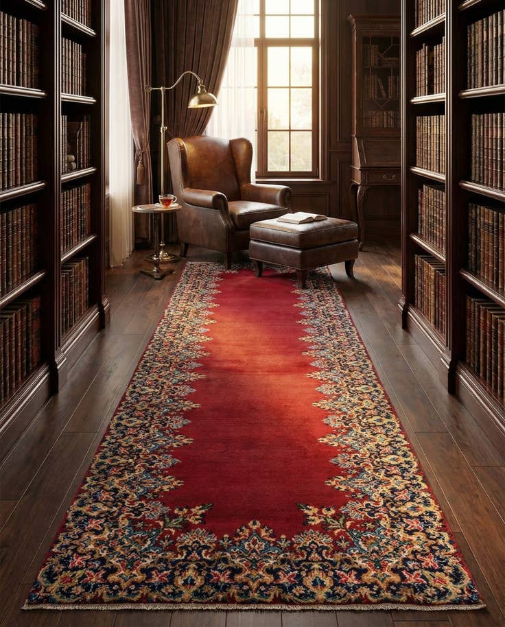 Detail image of 3' 3 x 12' 10 Kerman Wool Runner Rug