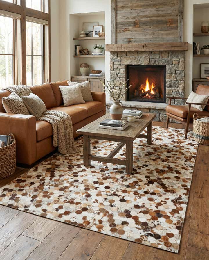 5' x 8' Cowhide Leather Rug