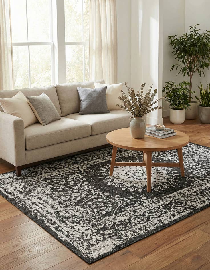 Detail image of 5' 3 x 8'  Washable Traditional Indoor / Outdoor Rug