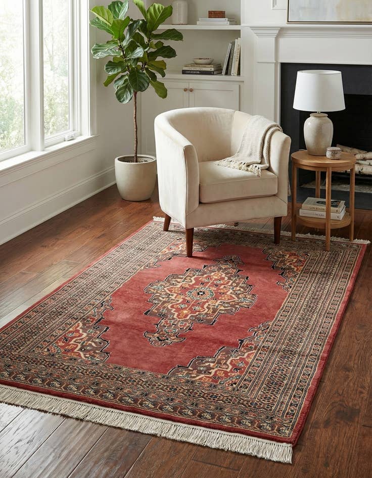 Detail image of  4' 4 x 5' 11  Hand Knotted Bokhara Oriental Rug