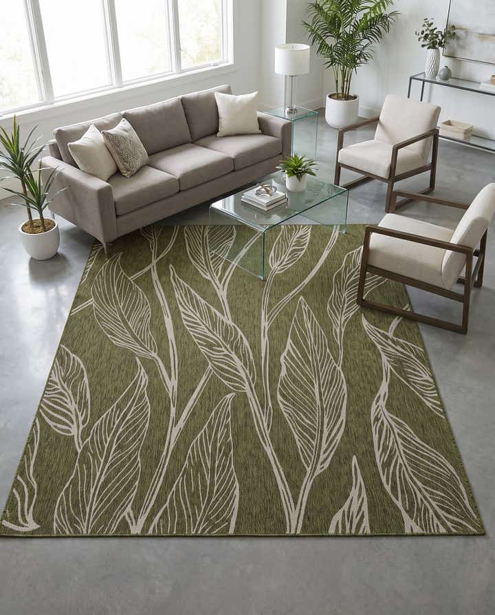 10' x 10' Easy-Clean Botanical Indoor / Outdoor Square Rug