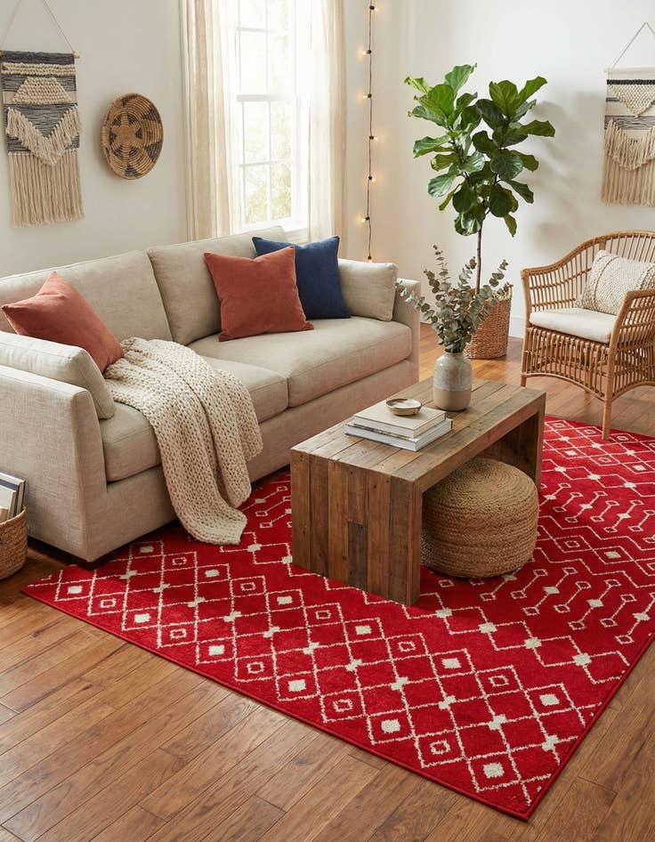 Detail image of  5' 3 x 8' Moroccan Trellis Rug