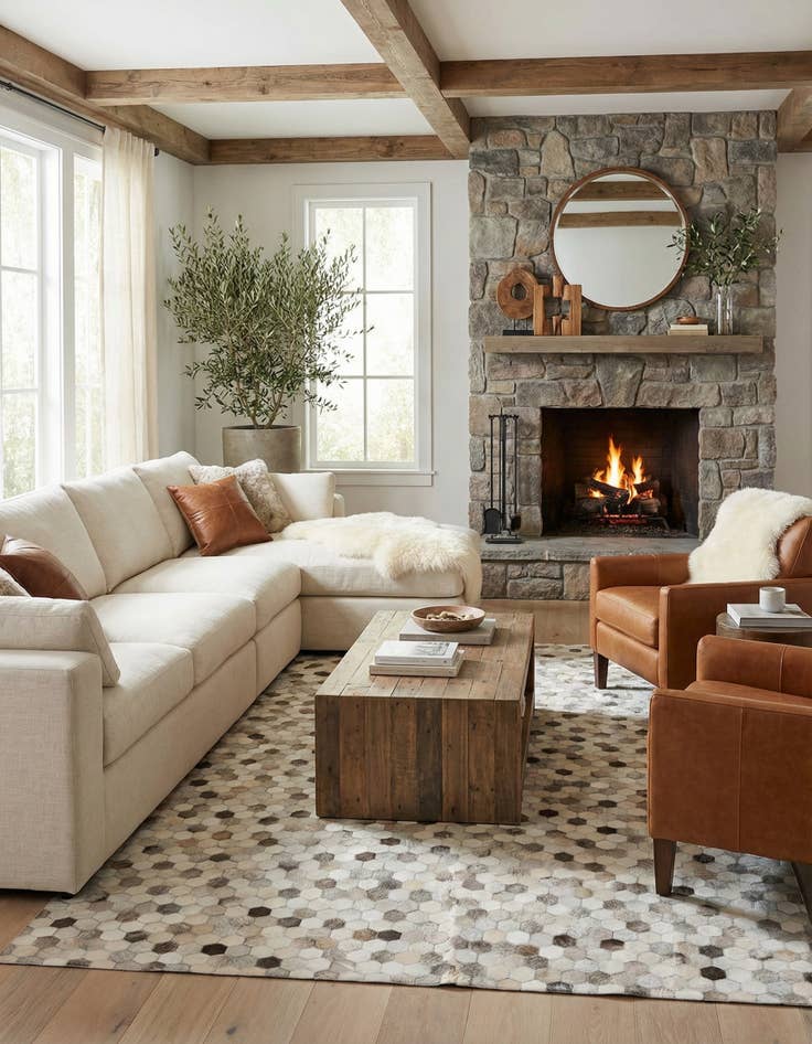 Detail image of 5' 8 x 7' 11 Cowhide Stocks Rug