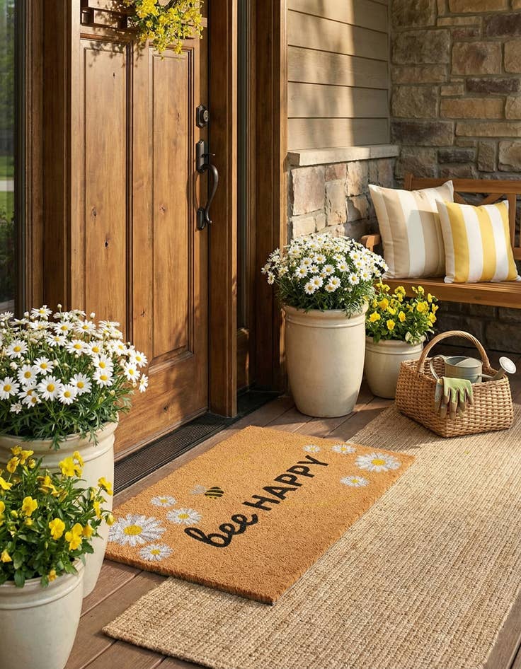 Detail image of 1' 6 x 2' 6 Bee Happy Doormat