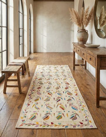 3' 9 x 9' 5 Hand Woven Kilim Suzani Wool Runner Rug
