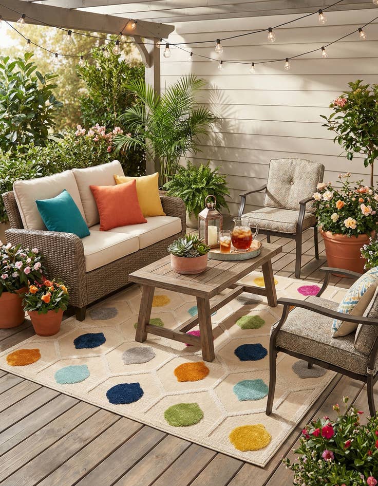 Detail image of  5' 3 x 5' 3  Washable Aruba Indoor / Outdoor Square Rug