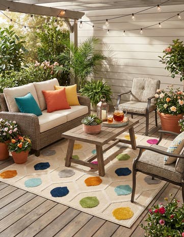 Beige Easy-Clean Aruba Indoor / Outdoor Square Rug