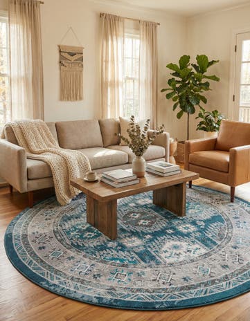 Blue Aarhus Round Rug
