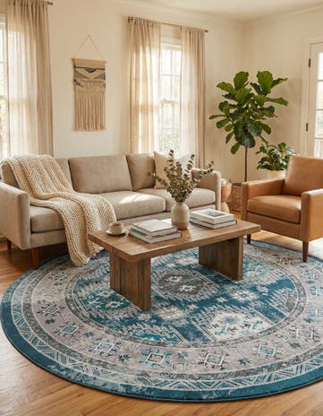Blue Aarhus Round Rug