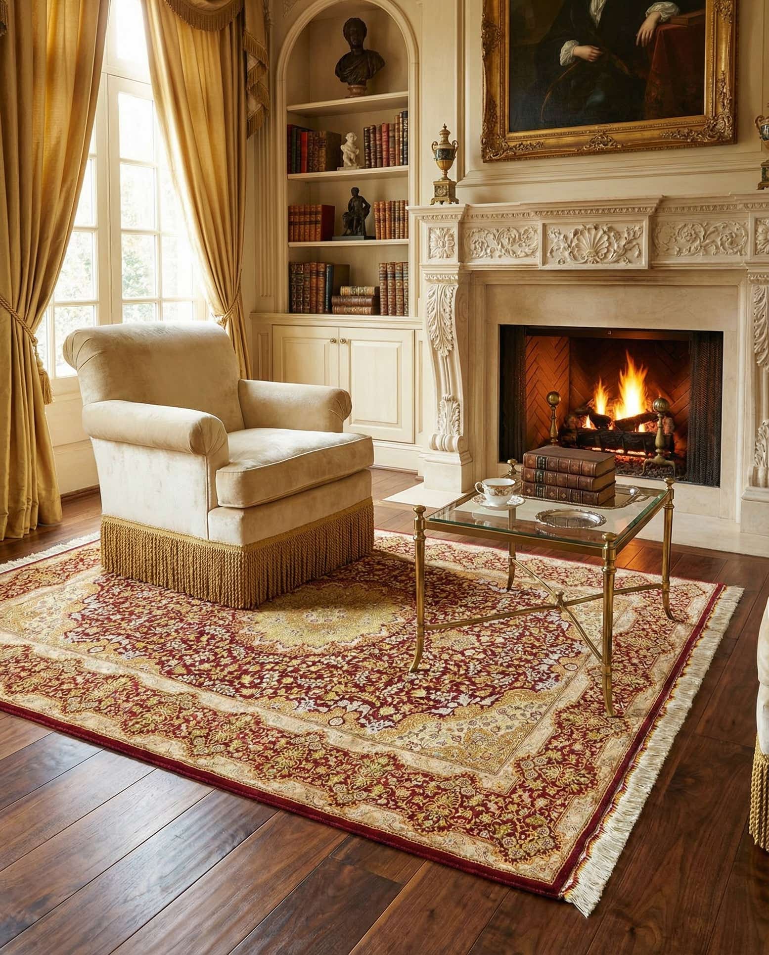3' 4 x 4' 11 Ghom Silk Rug