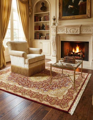 3' 4 x 4' 11 Ghom Silk Rug
