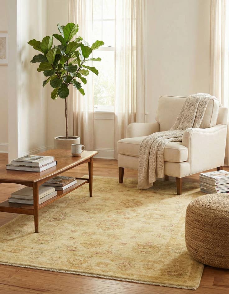 Detail image of 3' 4 x 4' 10  Hand Knotted Peshawar Ziegler Rug