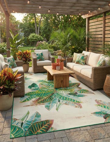 9' x 12' Easy-Clean Botanical Indoor / Outdoor Rug