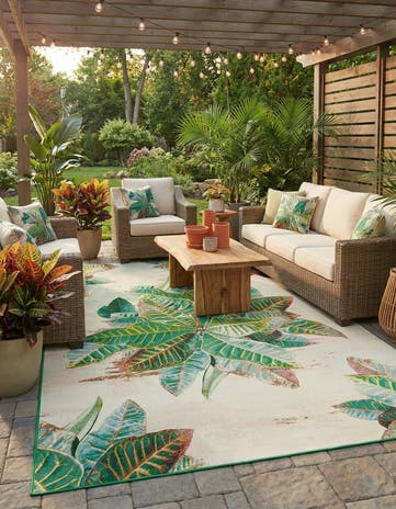 9' x 12' Easy-Clean Botanical Indoor / Outdoor Rug