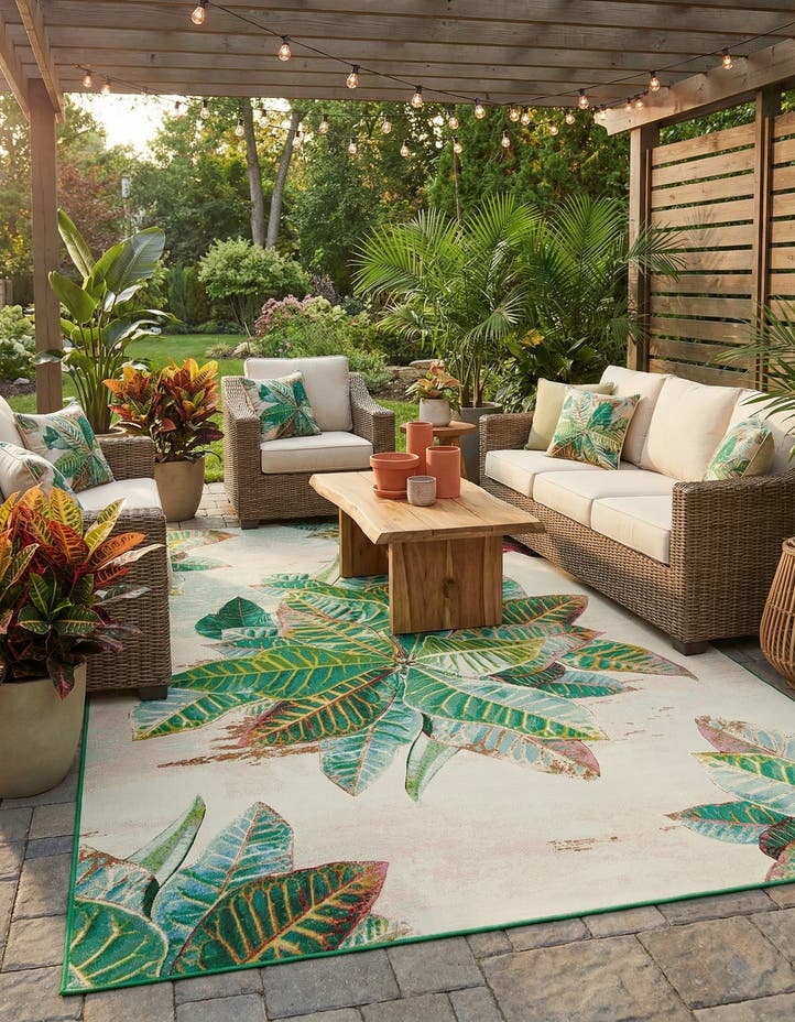 9' x 12' Easy-Clean Botanical Indoor / Outd...