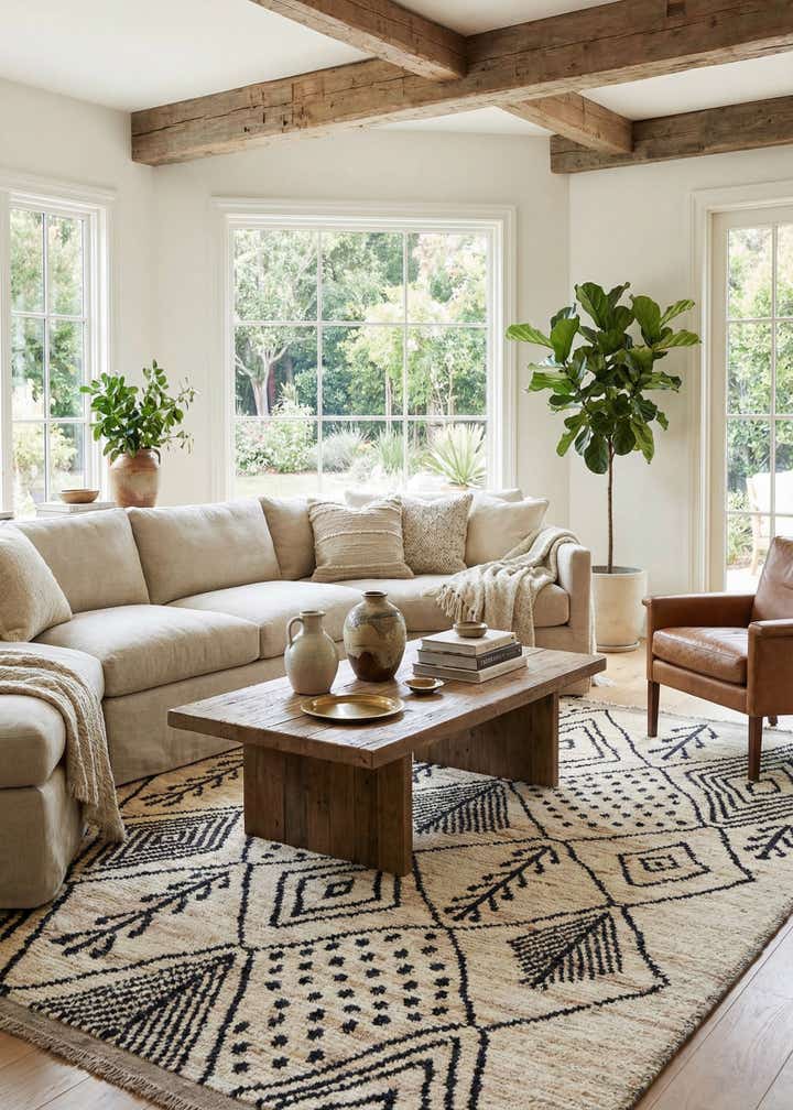 6' 1 x 8' 9 Hand Knotted Moroccan Wool Rug