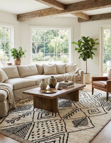 6' 1 x 8' 9 Hand Knotted Moroccan Wool Rug