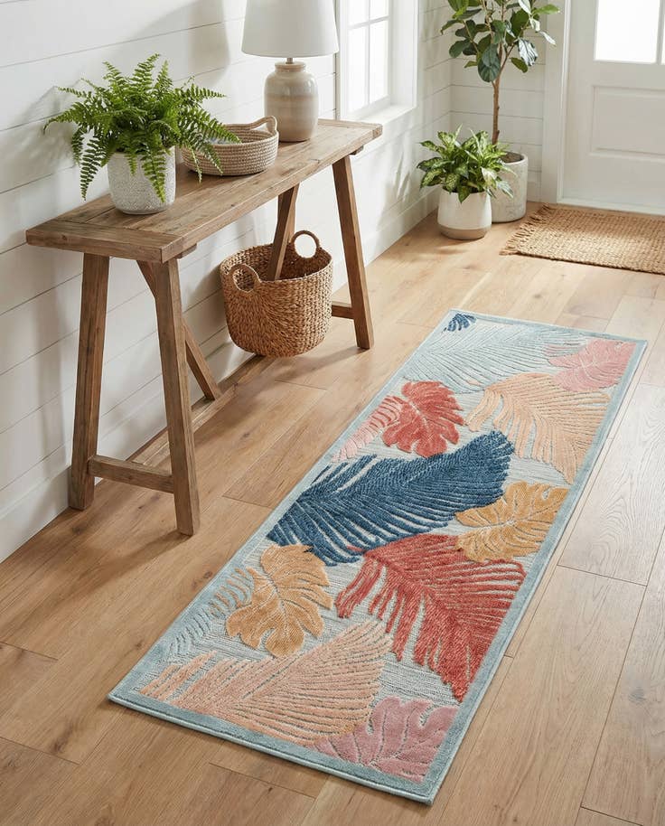 Detail image of 2' 2 x 6' Easy-Clean Botanical Indoor / Outdoor Runner Rug
