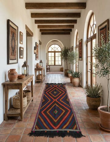 2' 10 x 8' 9 Hand Knotted Kilim Fars Persian Wool Runner Rug