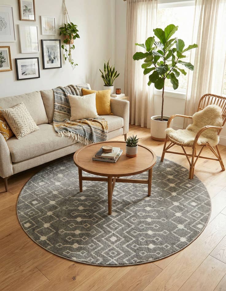 Detail image of 6' x 6' Moroccan Trellis Round Rug