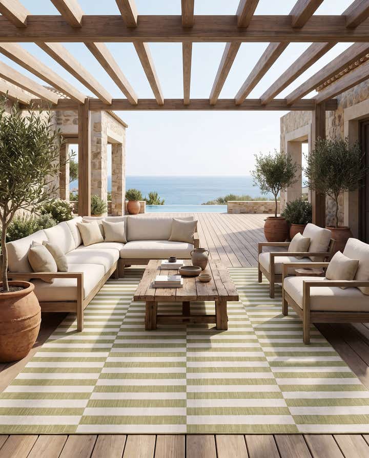 10' x 14' Easy-Clean Striped Indoor / Outdoor Rug
