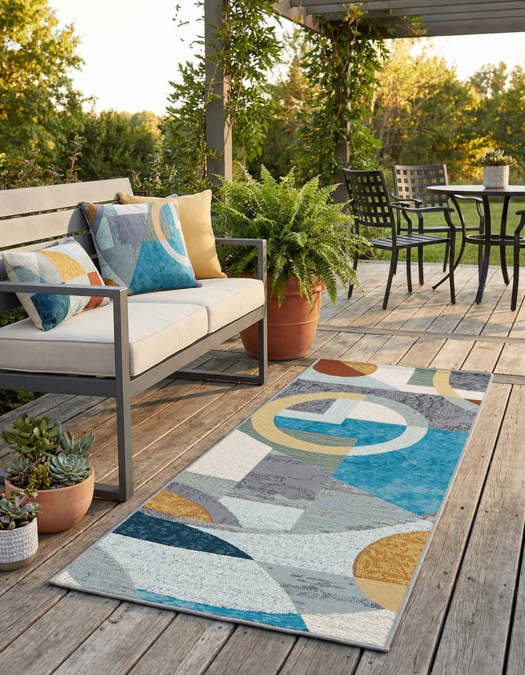 Detail image of 2' x 5' 1  Washable Modern Indoor / Outdoor Runner Rug