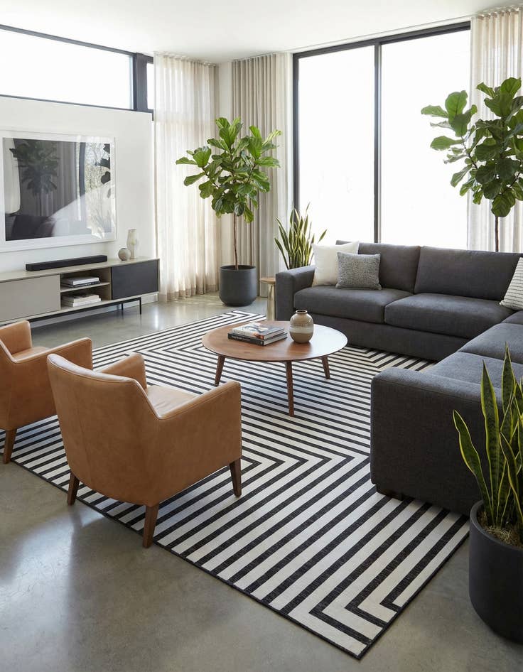 Detail image of 13' x 13' Easy-Clean Modern Indoor / Outdoor Square Rug