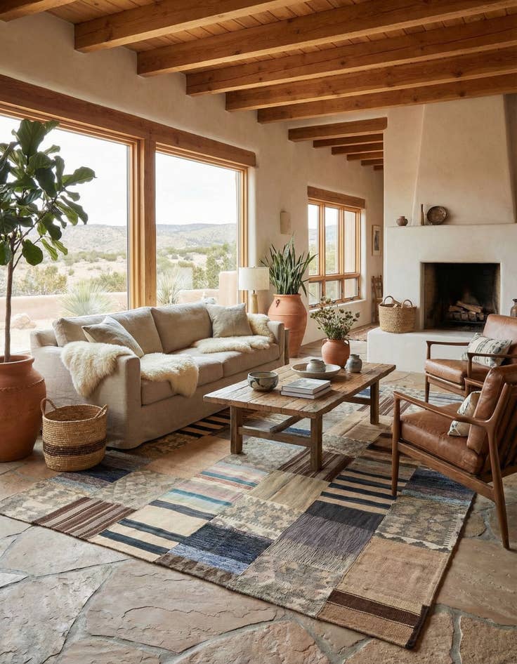 Detail image of 6' 5 x 9' 5  Hand Woven Kilim Patchwork Wool Rug