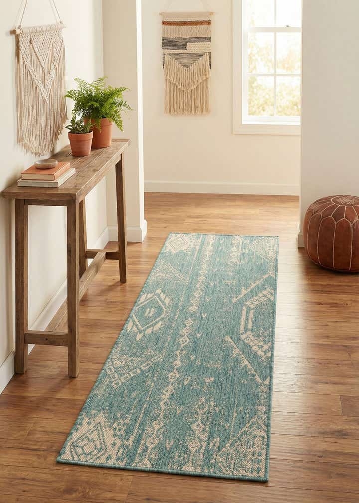 2' x 5' 3 Easy-Clean Bohemian Indoor / Outdoor Runner Rug