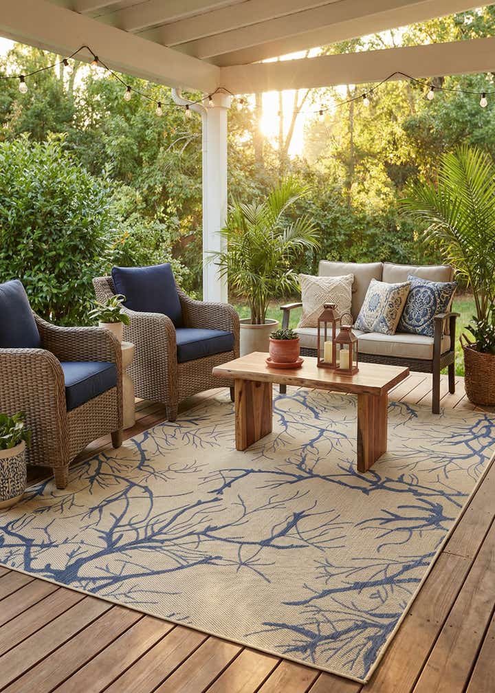 7' x 10' Easy-Clean Botanical Indoor / Outdoor Rug