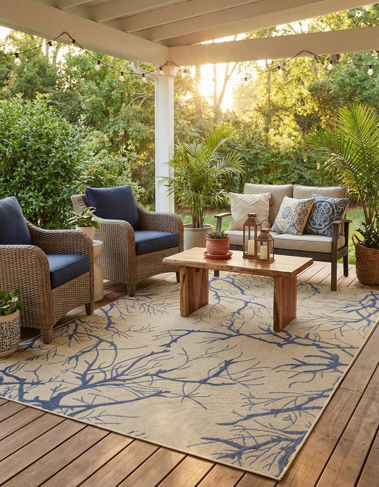 Detail image of  7' x 10'  Washable Botanical Indoor / Outdoor Rug