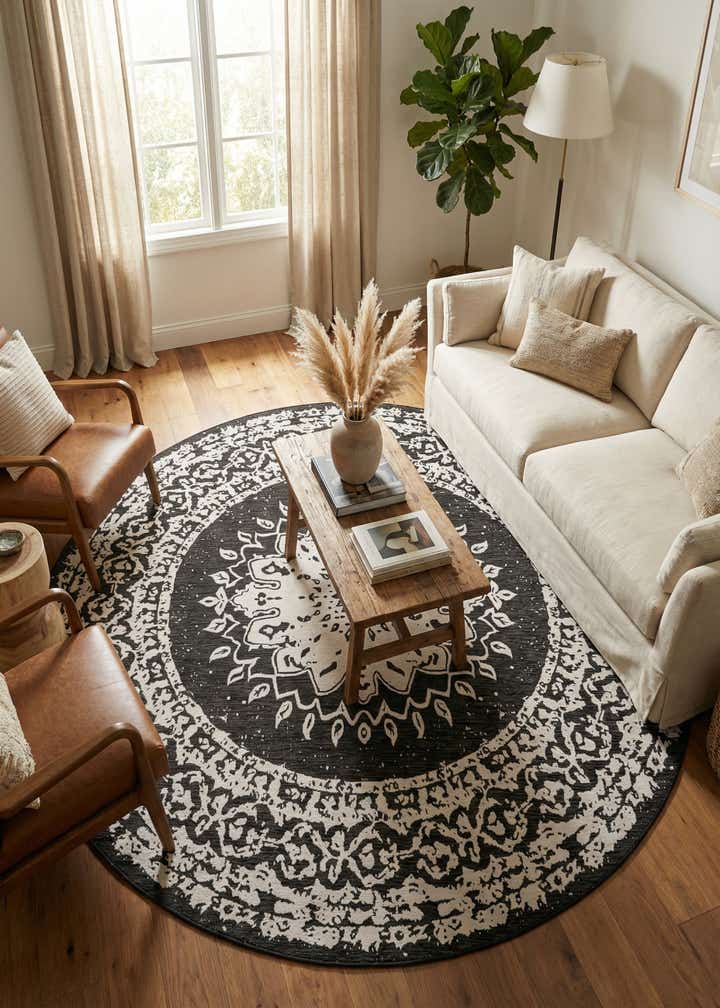 13' x 13' Easy-Clean Traditional Indoor / Outdoor Round Rug
