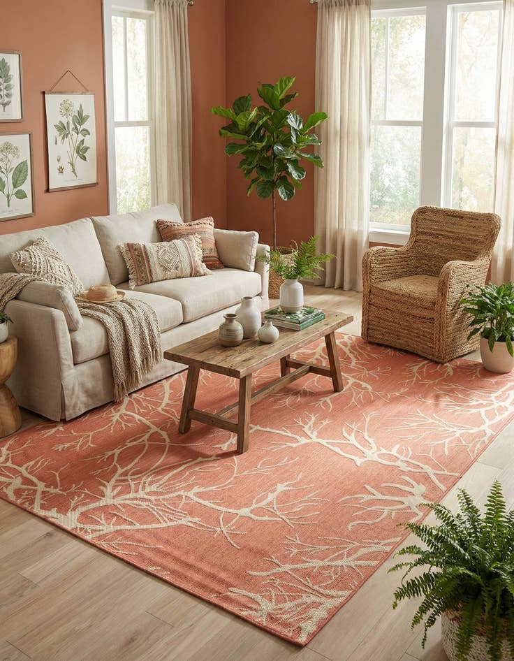 Detail image of 6' x 9' Easy-Clean Botanical Indoor / Outdoor Rug