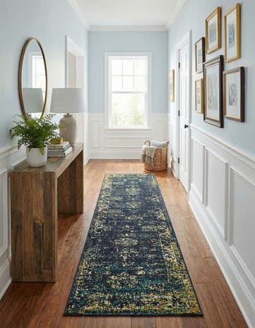 Navy Blue Monte Carlo Runner Rug