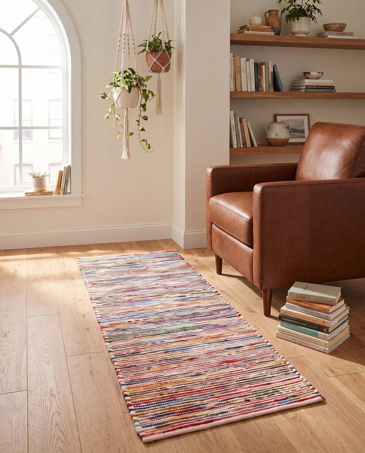 Detail image of 2' x 5' 1 Hand Woven Chindi Cotton Runner Rug