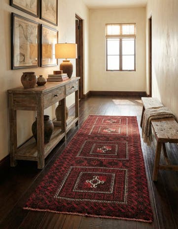 3' 2 x 6' 3 Hand Knotted Balouch Wool Runner Rug
