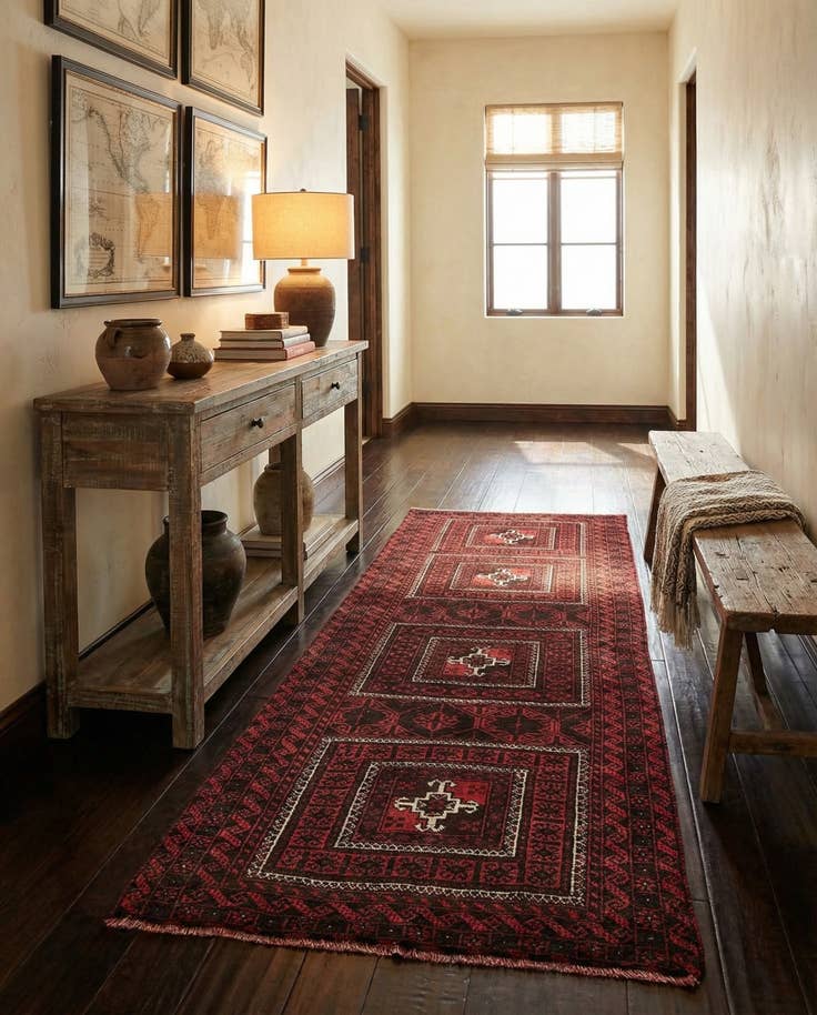 Detail image of 3' 2 x 6' 3 Hand Knotted Balouch Wool Runner Rug