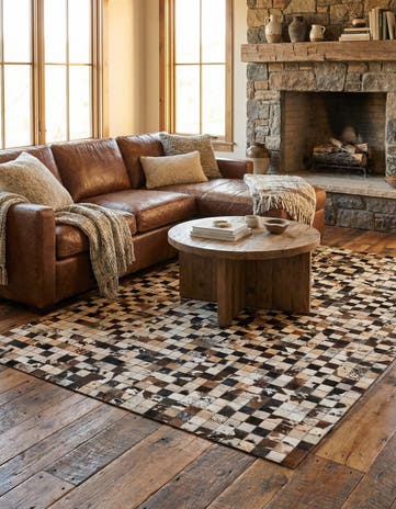 5' x 8' Cowhide Leather Rug