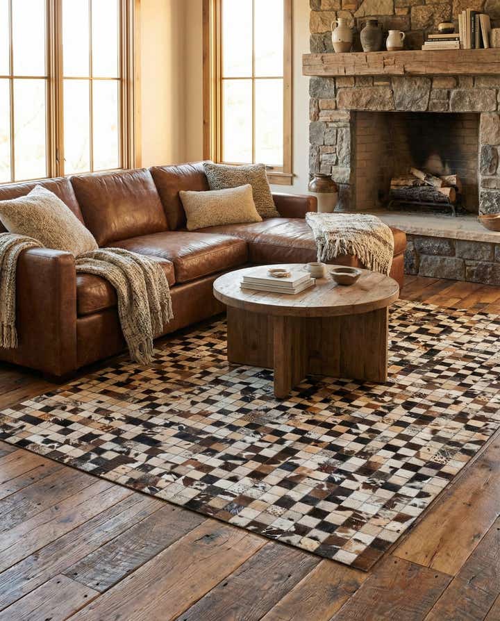 5' x 8' Cowhide Leather Rug