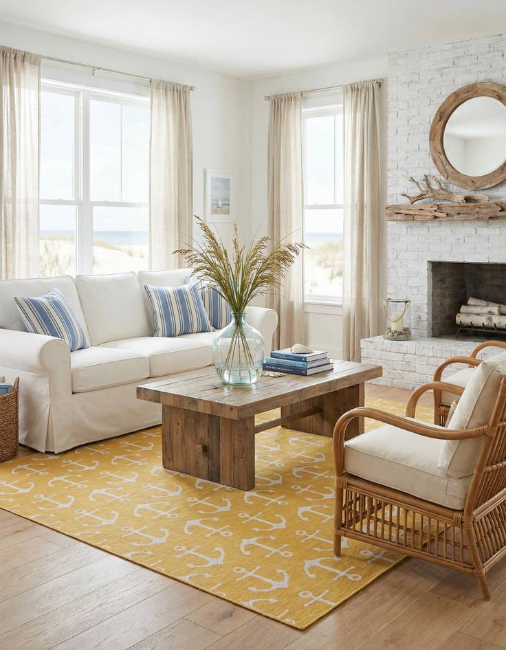 Detail image of 13' x 13'  Washable Coastal Indoor / Outdoor Square Rug